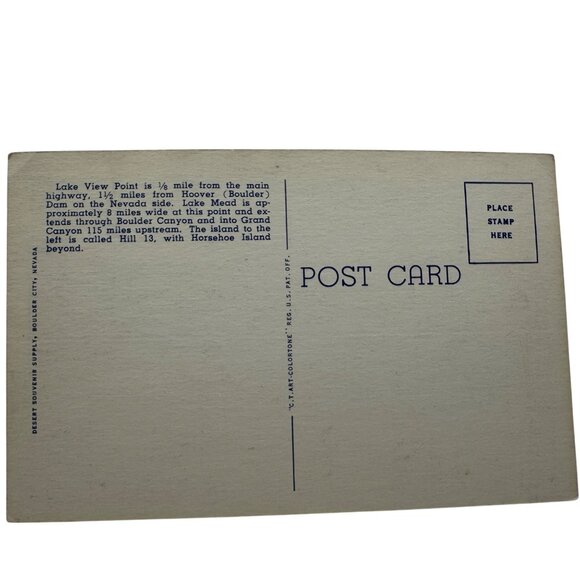 Vintage Lake Mead Postcard Lake View Point Boulder City Nevada - Picture 2 of 2